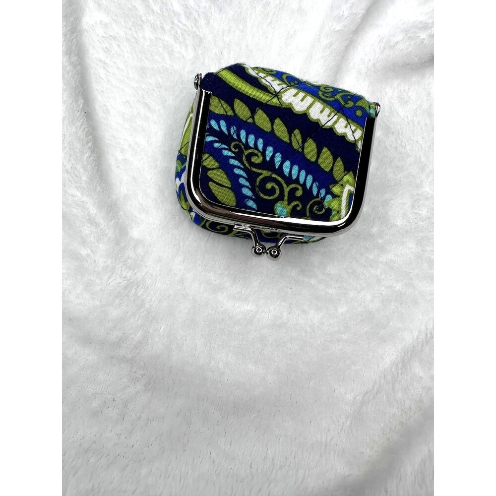 Vera Bradley Coin Wallet Womens One Size Blue Green Floral Kiss Lock Quilted